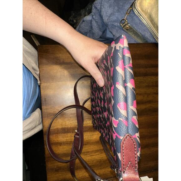 Fossil Black Pink And Tan Clutch Crossbody Handbag Leather 11x7 Inch - Picture 9 of 16